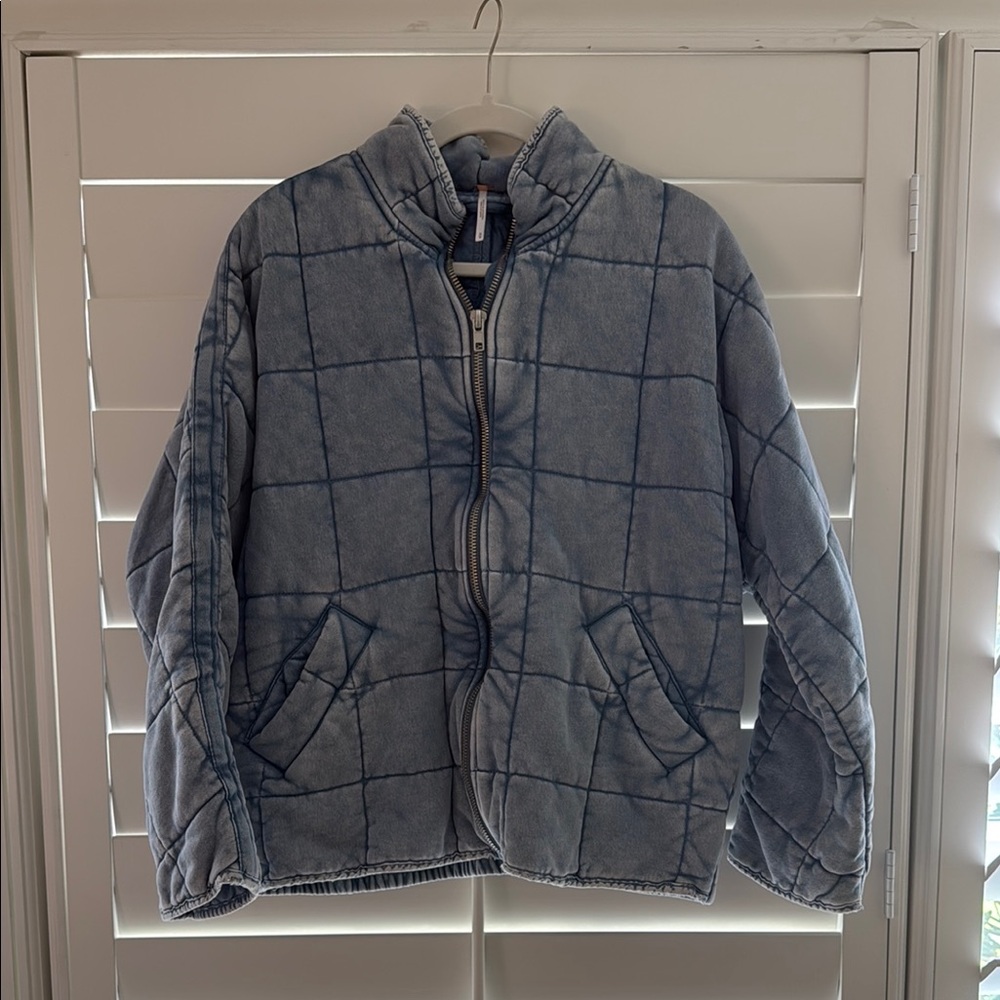 Free People Blue Quilted Jacket